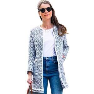 Zara Blue and White Patterned Cardigan